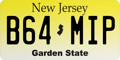 NJ license plate B64MIP