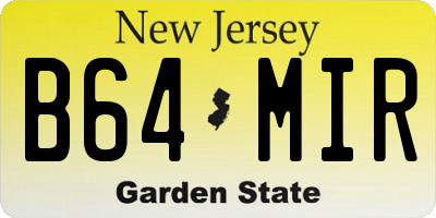 NJ license plate B64MIR