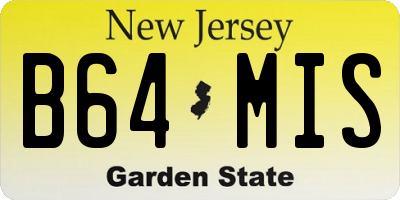 NJ license plate B64MIS
