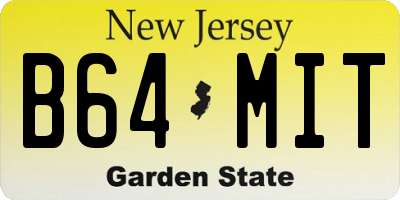 NJ license plate B64MIT