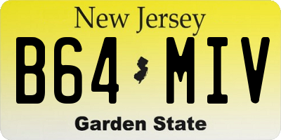 NJ license plate B64MIV