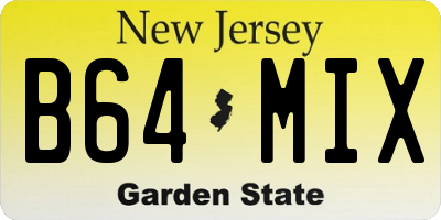 NJ license plate B64MIX