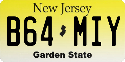 NJ license plate B64MIY