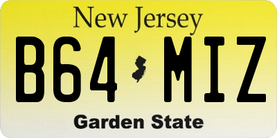 NJ license plate B64MIZ