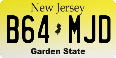 NJ license plate B64MJD