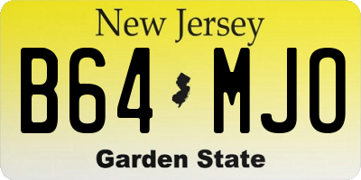 NJ license plate B64MJO