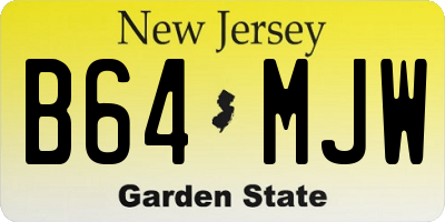 NJ license plate B64MJW