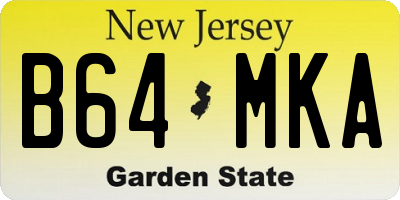 NJ license plate B64MKA