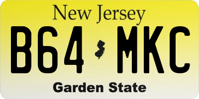 NJ license plate B64MKC