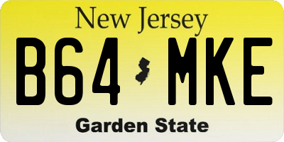 NJ license plate B64MKE