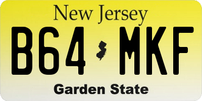NJ license plate B64MKF