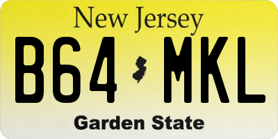 NJ license plate B64MKL