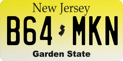 NJ license plate B64MKN