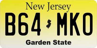 NJ license plate B64MKO
