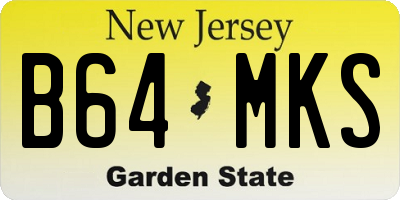 NJ license plate B64MKS