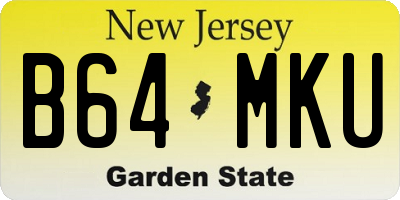 NJ license plate B64MKU