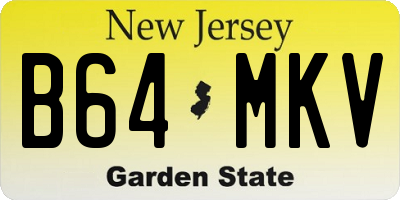 NJ license plate B64MKV