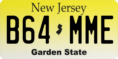 NJ license plate B64MME