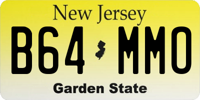 NJ license plate B64MMO