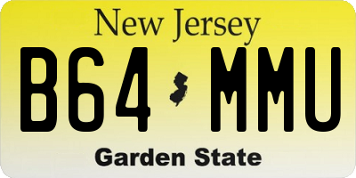 NJ license plate B64MMU