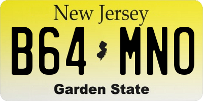 NJ license plate B64MNO