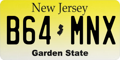 NJ license plate B64MNX
