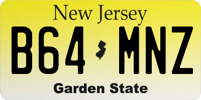 NJ license plate B64MNZ