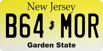 NJ license plate B64MOR