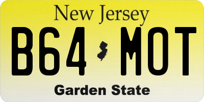 NJ license plate B64MOT
