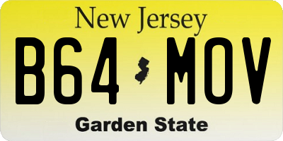 NJ license plate B64MOV