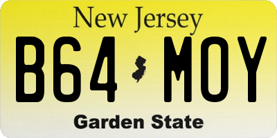 NJ license plate B64MOY