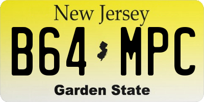 NJ license plate B64MPC