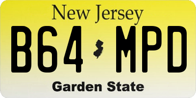 NJ license plate B64MPD