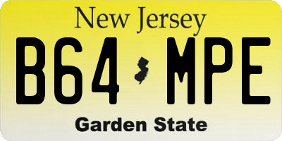 NJ license plate B64MPE