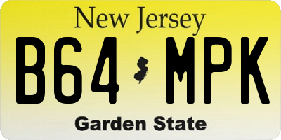 NJ license plate B64MPK