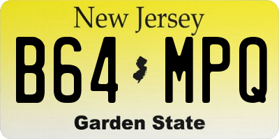 NJ license plate B64MPQ