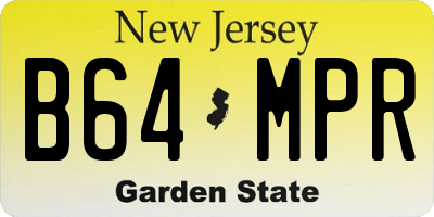 NJ license plate B64MPR