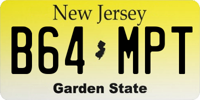 NJ license plate B64MPT