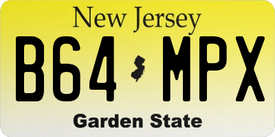 NJ license plate B64MPX