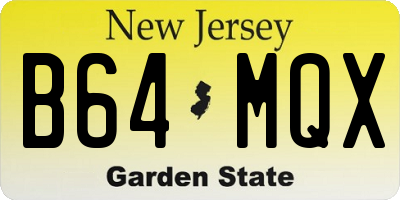 NJ license plate B64MQX
