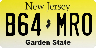 NJ license plate B64MRO