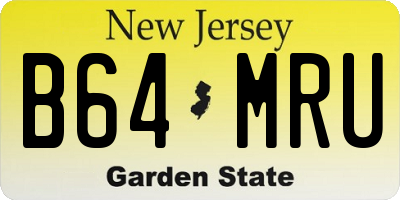 NJ license plate B64MRU