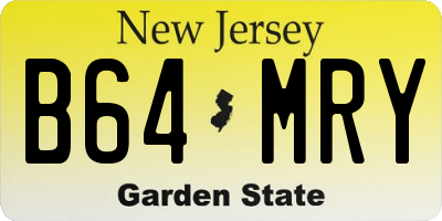 NJ license plate B64MRY