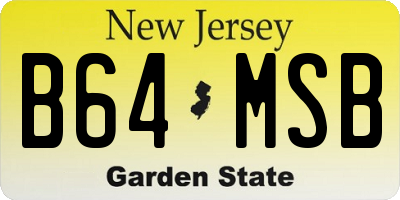 NJ license plate B64MSB