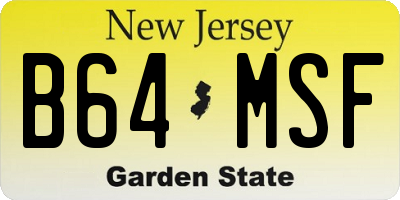 NJ license plate B64MSF