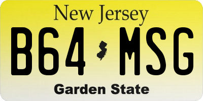 NJ license plate B64MSG