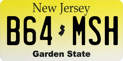 NJ license plate B64MSH