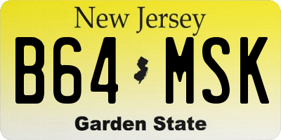 NJ license plate B64MSK