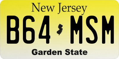 NJ license plate B64MSM