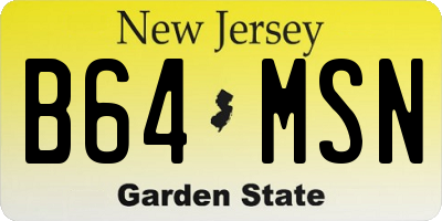NJ license plate B64MSN